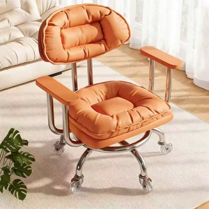 Tabouret de salon, tabouret à roulettes, tabouret bas, tabouret à roulettes universelles, petit tabouret, tabouret haut de gamme avec dossier, petite chaise - Product Image 4