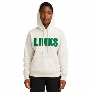 Sweat à capuche blanc The Links Incorporated avec broderie en chenille blanche Vêtements d'organisation civique et professionnelle noirs - Product Image 1