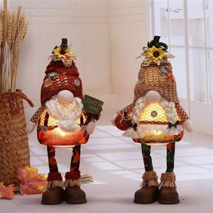 Encantador juego de gnomos luminosos de otoño, 2 piezas, gnomos de peluche de la suerte para regalo de Acción de Gracias - Product Image 1