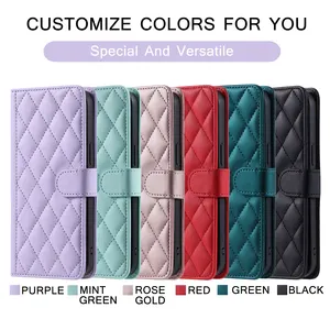 Funda de teléfono de cuero PU colorida para mujer a la moda para Samsung Galaxy s23 FE bolsas de teléfono móvil a prueba de golpes con correa de mano