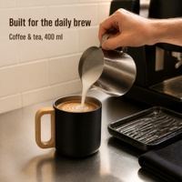 Mug à café isotherme en acier inoxydable 304 de 13 oz, avec poignées en bois, choix de trois couvercles