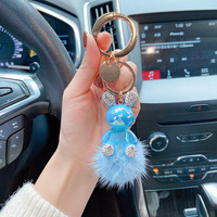 Vente en gros porte-clés lapin coloré pompon pneu électrolytique porte-clés lapin sacs à main breloques porte-clés voiture