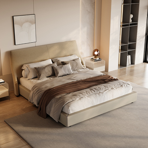 <span class=keywords><strong>Letto</strong></span> Imbottito Moderno Minimalista con Testiera in Tessuto Morbido e Finiture in Vera Pelle, Struttura in Legno di Pino Massiccio, Design <span class=keywords><strong>Contemporaneo</strong></span> per Camera <span class=keywords><strong>da</strong></span> <span class=keywords><strong>Letto</strong></span> - Product Image 6