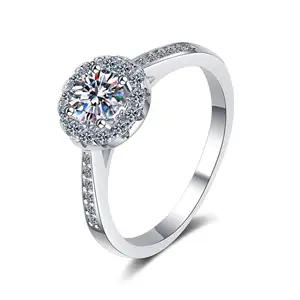 Drop Pengiriman 2ct Moissanite Berlian Wanita Cincin Pernikahan PT950 Platinum Disepuh 925 Sterling Silver Cincin Pertunangan