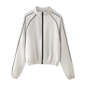 Giacca Bomber <span class=keywords><strong>Chic</strong></span> da <span class=keywords><strong>Donna</strong></span> Primavera 2025, Nuovo Stile <span class=keywords><strong>Casual</strong></span> con Bordi Vintage, Maniche Lunghe e Tasche, Capospalla Femminile Alla Moda - Product Image 6