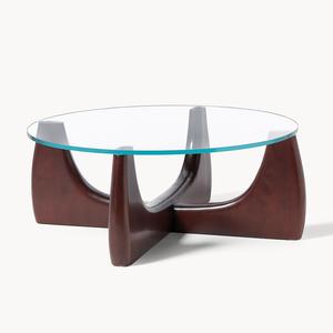 <span class=keywords><strong>Table</strong></span> Basse Moderne Scandinave en Bois Massif et Verre, <span class=keywords><strong>Ronde</strong></span>, Design Artistique pour <span class=keywords><strong>Salon</strong></span> - Product Image 2