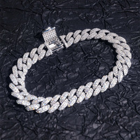 Chaîne cubaine en argent S925 européenne et américaine, double rangée de moissanite, 10 mm, collier et bracelet cubains