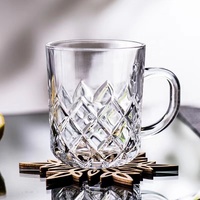 Mug à café en verre texturé transparent avec poignée ergonomique en forme de C, capacité de 245 ml, pour la maison, le bar et le café