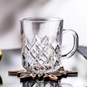 Tazza da Caffè in Vetro Trasparente con Texture Diamantata, Tazza da Tè con Manico per Casa, Bar e Caffetteria - Product Image 3
