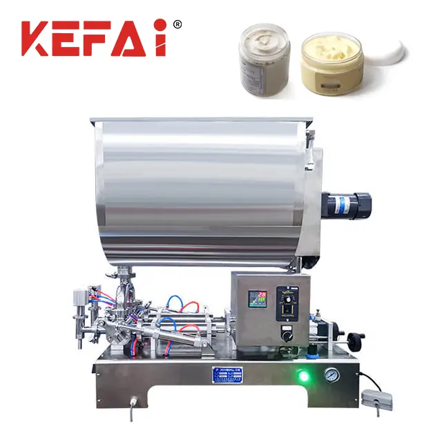 آلة تعبئة خلط وتدفئة كريم مستحضرات التجميل شبه الأوتوماتيكية من KEFAI ، آلة كبيرة على نطاط U