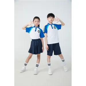 Wholesale New design Kids School Uniform Polo T shirt Customized T Shirt Girls Skirts Boys Shorts