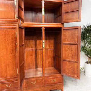 Armario de Madera Maciza de Estilo Chino Clásico JJH, Madera de Palisandro Rojo Birmano, Madera de Sándalo Rojo, Armario Pequeño de Alta Gama para Dormitorio - Product Image 3