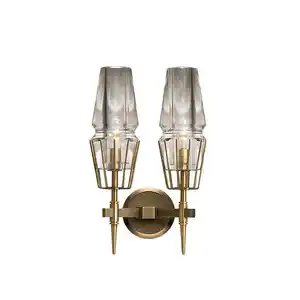American retro alloy E14 glass lampshade wall lamp home aisle decoration wall light for bedroom living room