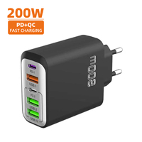 200W 5 Port USB-C Pengisi Daya Cepat Adaptor Pengisian Daya Ponsel 200W 3 USB+2 Type-C Adaptor Pengisian Cepat untuk iPhone/Xiaomi/Samsung