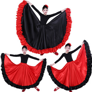 Saia Clássica Infantil de Cetim Grande com Balanço, para Apresentação e Prática de Dança de Salão, Flamenco e Dança do Ventre - Product Image 2