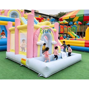 Château <span class=keywords><strong>gonflable</strong></span> commercial arc-en-ciel pastel pour location événementielle, avec piscine à balles, toboggan aquatique et structure <span class=keywords><strong>gonflable</strong></span> pour mariage en PVC - Product Image 1