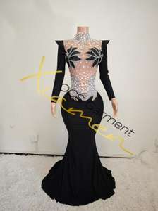 Ocstrade Floral Crystal Ball Vestidos de baile Manga larga Bodycon Mujeres Noche Elegante Salón de baile Vestido de baile - Product Image 4