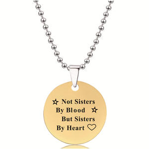 Llaveros <span class=keywords><strong>de</strong></span> plata <span class=keywords><strong>de</strong></span> acero inoxidable <span class=keywords><strong>de</strong></span> 18K, oro, azul y negro, no <span class=keywords><strong>hermanas</strong></span> por <span class=keywords><strong>sangre</strong></span>, sino <span class=keywords><strong>hermanas</strong></span> por Corazón, conjunto <span class=keywords><strong>de</strong></span> collar, joyería - Product Image 3