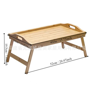 Plateau en bambou avec poignée, assiette pliante, plateau de lit, plateau à thé en bambou, table à manger, bureau d'ordinateur pour dortoir, fenêtre en baie - Product Image 4