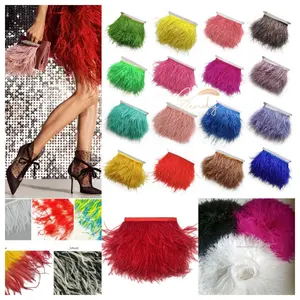 10-15 cm Ostrich feather lace decoration ostrich feather trimmings tassel handmade materials dress skirt dress feather lace