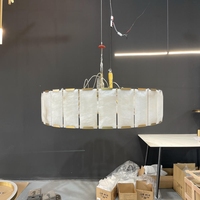 Lustre LED Circulaire Moderne avec Abat-jour en Albâtre, Cadre en Laiton Brossé, Commande par Interrupteur, Blanc Chaud Doux 2700K, Économie d'Énergie, Garantie 5 Ans
