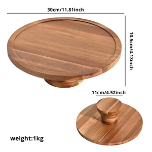Acacia <b>Wood</b> <b>Cake</b> <b>Stand</b> with Dome Elegant Food Serving Platter for Weddings and Parties <b>Cake</b> Tools - Product Image 4