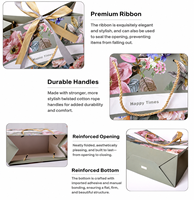 Sacs cadeaux personnalisés en papier botanique vintage recyclable avec ruban, résistants à l'humidité, imperméables, réutilisables, avec cordon de serrage, grande rose rose