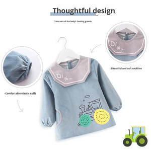 Vente en gros d'usine/OEM robes de bébé enfants mangeant bavoir imperméable anti-salissure automne et hiver à manches longues bavoir motif de dessin animé - Product Image 3