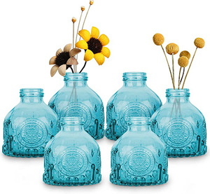 Dropshipping Petits vases à fleurs pour centre de table Vase en verre transparent pour décoration de ferme Mini vase à fleurs pour mariage pour décoration de table et d'étagère - Product Image 1