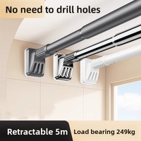 Tringle télescopique sans perçage pour séchage de vêtemtements, tringle à rideaux, support de suspension pour armoire, en acier au carbone, luxe, pour salle de bain et balcon