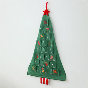 Tissu arbre de noël <span class=keywords><strong>vide</strong></span> remplissable calendrier de l'avent 24 jours compte à rebours avec <span class=keywords><strong>poche</strong></span> personnalisé Triangle calendrier créatif mur 2025 - Product Image 3