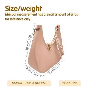 Fashion Crescent-Shaped <b>Silicone</b> <b>Waterproof</b> Portable Zipper Closure Solid Color Shoulder Strap Bag - Product Image 3