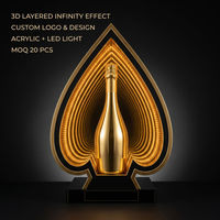 Présentoir de bouteilles LED personnalisé en forme d'épée avec miroir infini, boîte lumineuse en acrylique pour whisky, champagne, bar, club