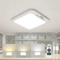 Plafonnier LED rechargeable Sunaluna à piles, avec détecteur de mouvement, télécommande, variateur d'intensité et minuterie, à montage en surface