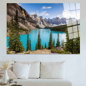 Moraine Lake <b>Canvas</b> Art: Canada <b>Landscape</b> Wall Decor <b>Print</b>,TEMPERED GLASS ART - Product Image 3