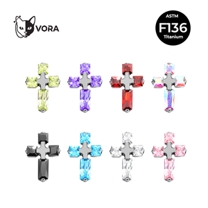 VORA ASTM F136 Implante Quirúrgico de Titanio con Rosca Interna y Zirconia Cúbica para <span class=keywords><strong>Piercing</strong></span> <span class=keywords><strong>Cruzado</strong></span>, Labret, Hélix, Cartílago y Lóbulo, 15 Colores - Product Image 2