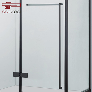 Bathroom <strong>Shower</strong> Room L-shaped Black Tempered Glass Partition Swing Door <strong>Shower</strong> <strong>Screen</strong> - Product Image 3