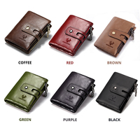 HUMERPAUL grosir pemegang kartu RFID dompet Vintage kulit asli pengait ritsleting dompet koin untuk pria wanita