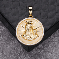 Pendentif religieux en or 18k Zircon cubique chaîne personnalisée vierge marie
