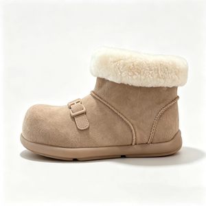 Unisex Faux Suede Snow Boots Ankle Height Round Toe Fur Lined Anti-Slip Rubber Sole Winter Warm Flat Shoes - Product Image 5