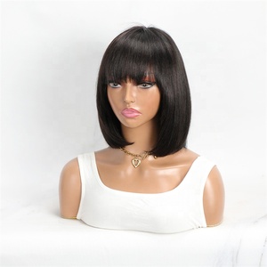 Prêt à Expédier Court Bob Perruque Fait à la Machine Droite Bob Perruque Avec <span class=keywords><strong>Frange</strong></span> Bob Cheveux Humains Lace Front Perruques Pour Femme Noire - Product Image 6