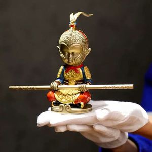 Figura de Latón de Wukong, el Gran Sabio Igual al Cielo, de la Serie 'Viaje al Oeste', con Técnica de Pincel, Juguete Artesanal, Regalo para el Hogar y la Oficina, Bastón Dorado - Product Image 6