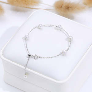 Bracelet en perles d'eau douce de haute qualité, fait main, de luxe, pour femme, couleur naturelle, gypsophile, vente en gros - Product Image 2