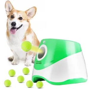 Peluncur bola anjing otomatis untuk anjing interaktif bola peliharaan anak anjing pelempar dalam ruangan mesin ambil untuk anjing kecil dan sedang