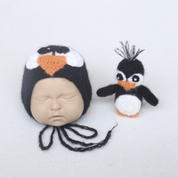 Ensemble bonnet et jouet tricotés à la main pour nouveau-né, accessoires photo, bonnet et jouet en peluche pour photographie de bébé