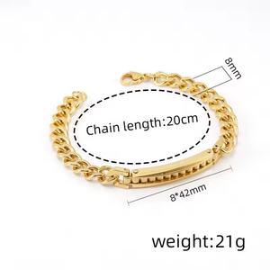 Waterproof Stainless Steel Cuban Chain Bracelet for Women 18K Stainless Steel Natural Simple Bracelet for <b>Men</b> and Women Jewelry - Product Image 5