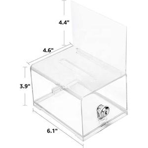 Caja de colección de tarjetas de visita acrílicas, caja de votación, caja de opinión pública que se puede insertar con folleto y cerradura - Product Image 5