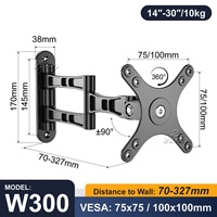 Support mural pour téléviseur ZENO, VESA 100x100, bras articulés, extension, rotation, support de montage pour téléviseur rétractable W300