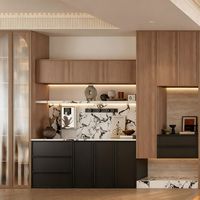 Juego de Comedor Moderno de Madera Maciza de Nogal, Ecológico, Multifuncional, con Estantes Ajustables