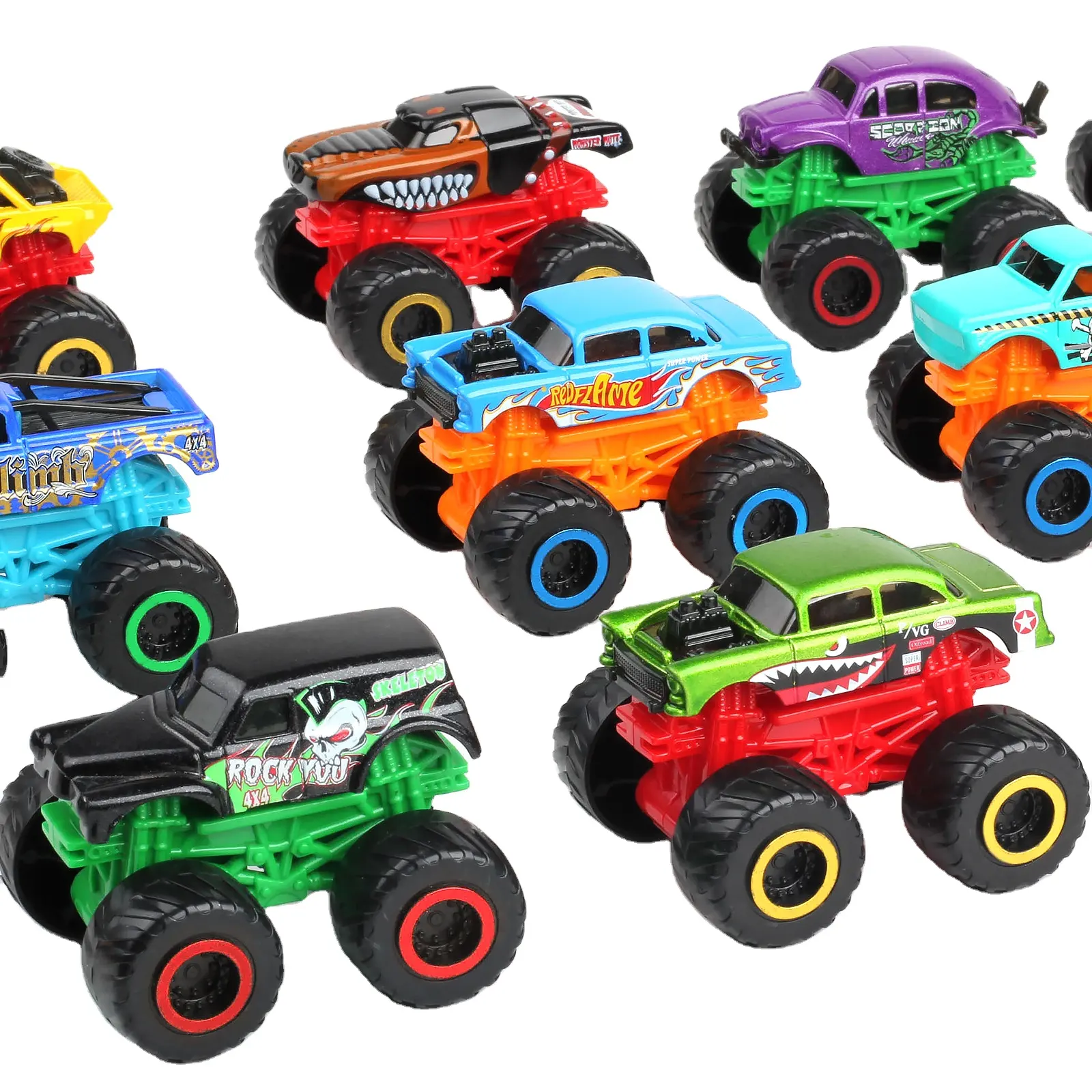 SunQ Wholesale 3Pcs Fiction Off Road Friction Monster Truck Off Road Cars Small Mini Vehicle Monster trucks Toy Car
